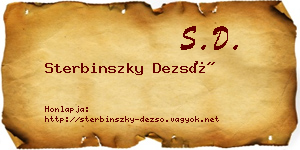 Sterbinszky Dezső névjegykártya